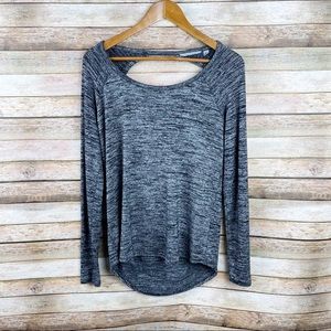 Athleta Heathered Pose Open Back Long Sleeve Top